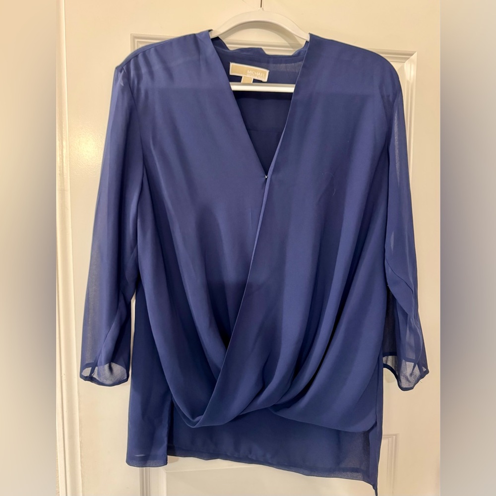 MICHAEL Michael Kors Deep Blue V-Neck Blouse
